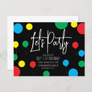Adult Kids Birthday Party Dots Balloons Postcard