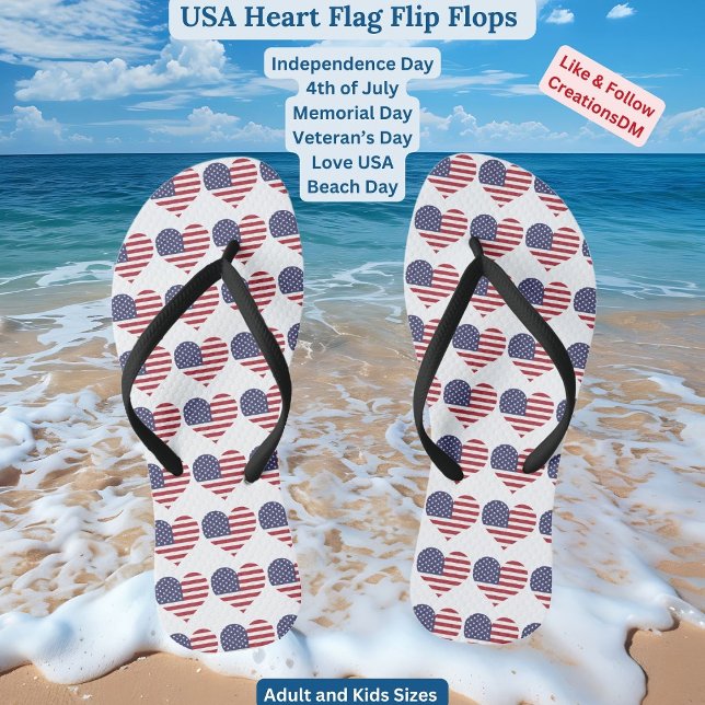Adult & Kids USA Heart Flag Thongs (Creator Uploaded)