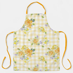 Adult Large Apron yellow rose floral