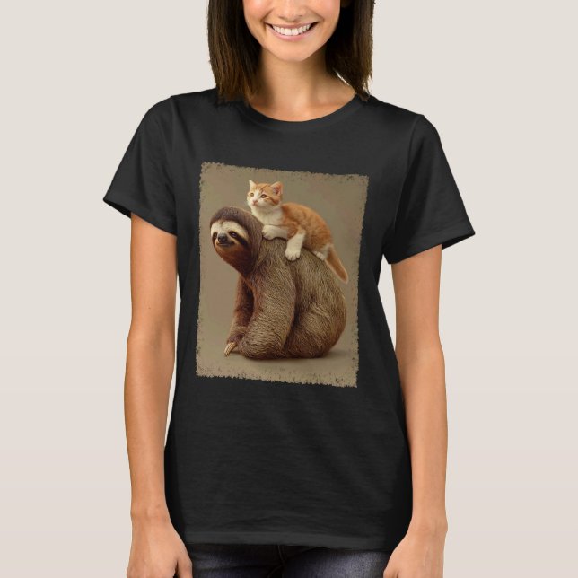 Adult Meme I Love Sloths I Love Cats Weird T-Shirt (Front)