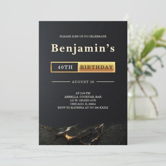 Adult Mens 40th Birthday Party Invitation (Standing Front)