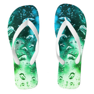 Adult Mens/Women, Wide Strap, Seafoam Raindrops F Thongs