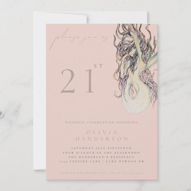 Adult Mermaid ANY Birthday Party Invitation (Front)