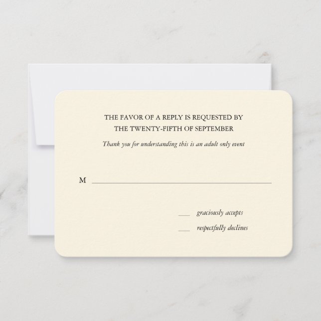 Adult Only Wedding RSVP Card (Front)