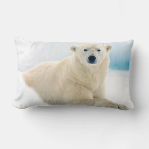 Adult polar bear large boar on the summer ice lumbar cushion