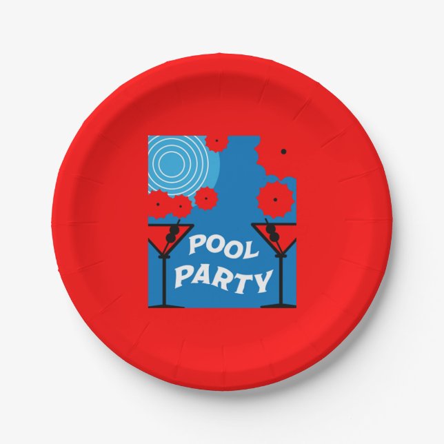 Adult Pool Parties  Paper Plate (Front)