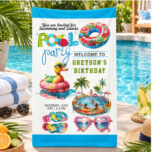 Adult Pool Party Summer Beach Birthday Banner