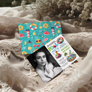 Adult Pool Party Summer Beach Birthday  Invitation