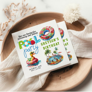 Adult Pool Party Summer Beach Birthday  Napkin