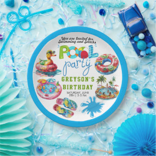 Adult Pool Party Summer Beach Birthday Paper Plate