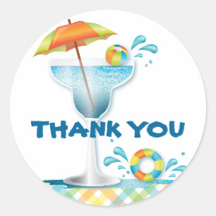 Adult Pool Party Summer Thank You Sticker