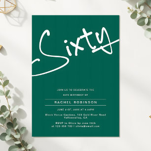 Adult Sixty 60th Birthday Party Green White Invitation