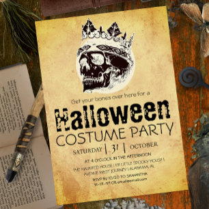 Adult Skull Vintage Halloween Costume Party Invitation