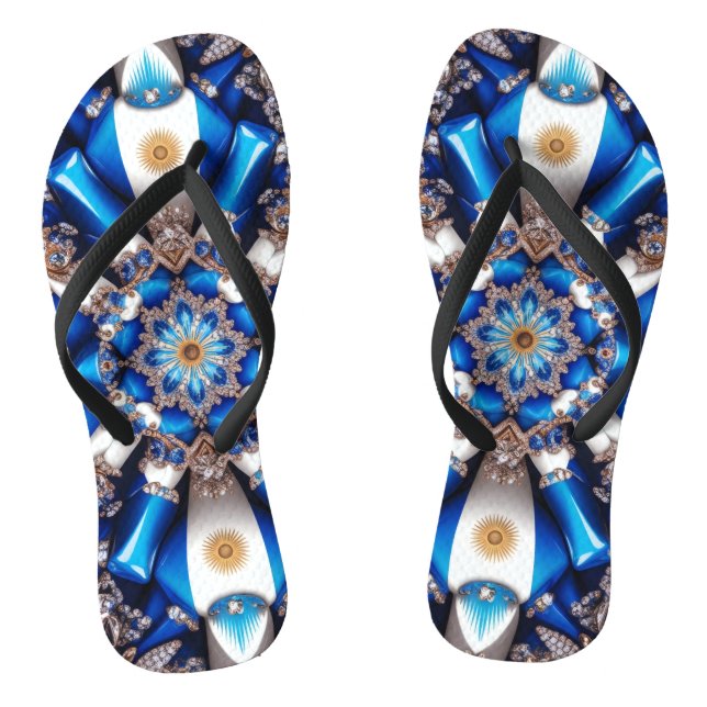 Adult Slim Straps with Argentinian Colours Thongs (Footbed)