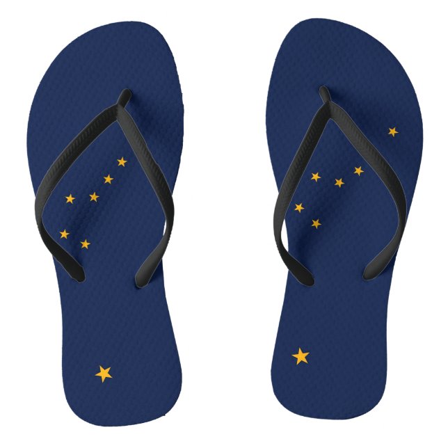 Adult Slim Straps with Flag of Alaska, USA Thongs (Footbed)