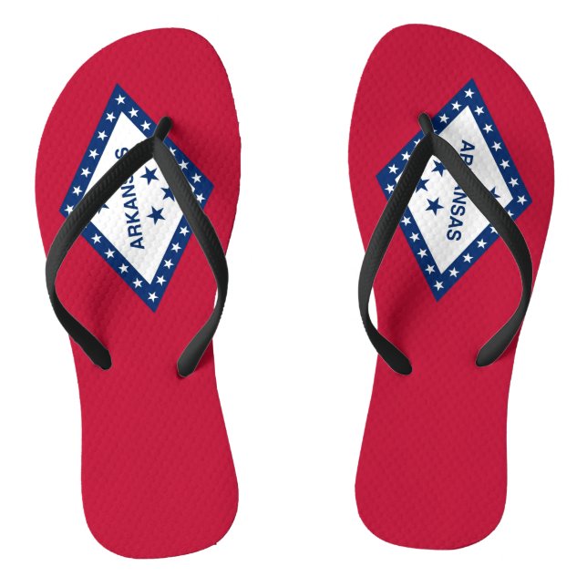 Adult Slim Straps with Flag of Arkansas, USA Thongs (Footbed)