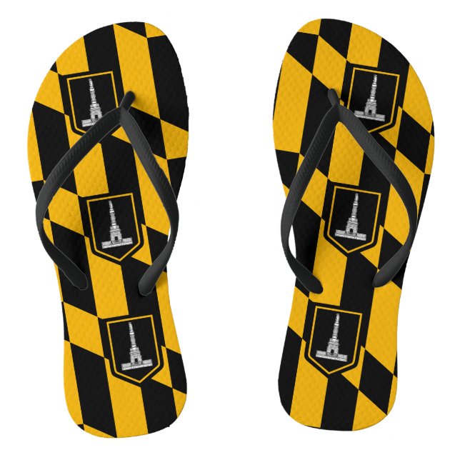 Adult Slim Straps with Flag of Baltimore, USA Thongs (Footbed)