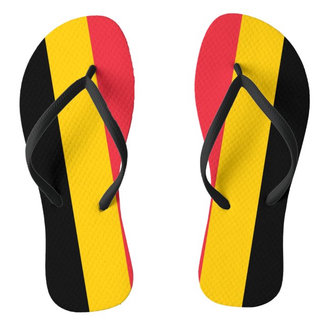 Adult Slim Straps with Flag of Belgium Thongs (Footbed)