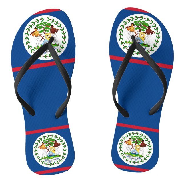 Adult Slim Straps with Flag of Belise Thongs (Footbed)