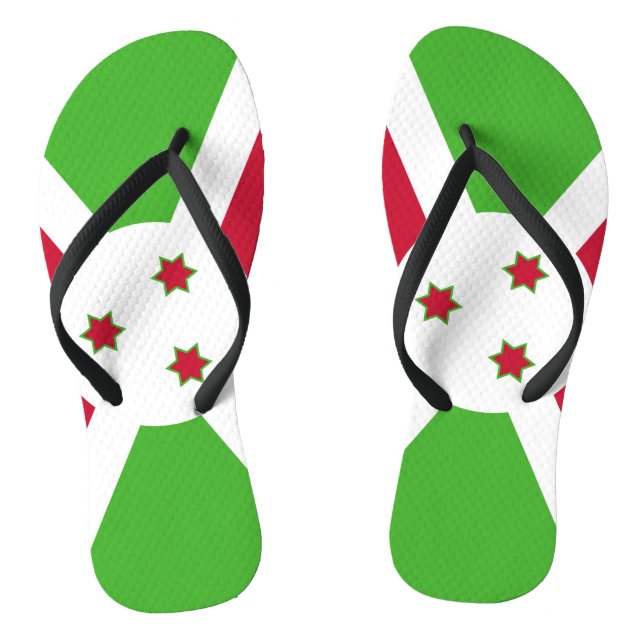Adult Slim Straps with Flag of Burundi Thongs (Footbed)