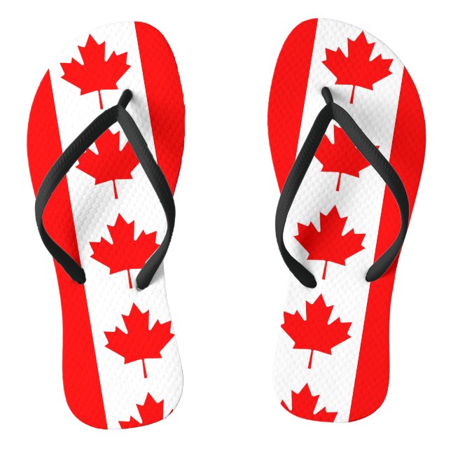 Adult Slim Straps with Flag of Canada Thongs (Footbed)