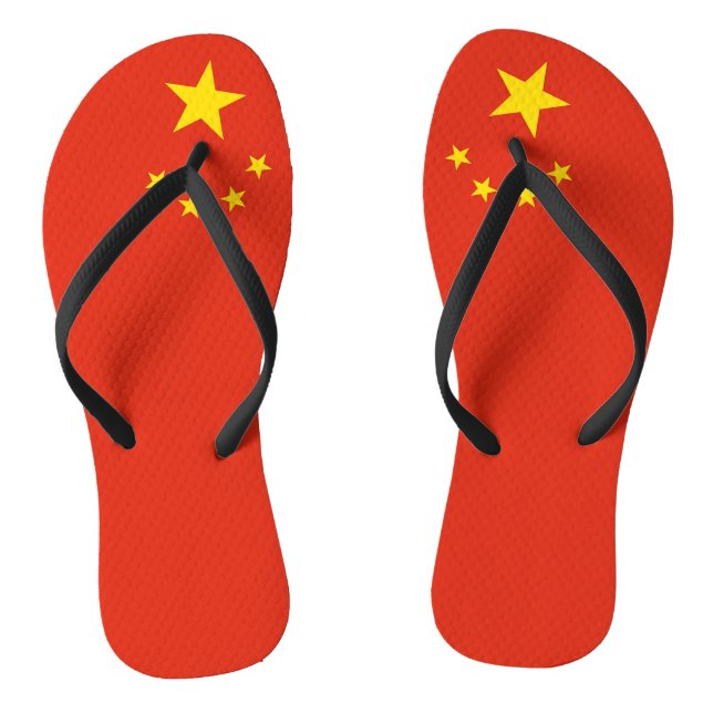 Adult Slim Straps with Flag of China Thongs (Footbed)