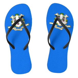 Adult Slim Straps with Flag of Connecticut, USA Thongs