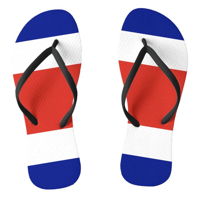Adult Slim Straps with Flag of Costa Rica Thongs (Footbed)