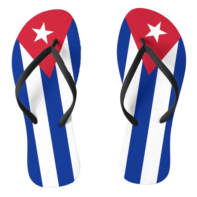 Adult Slim Straps with Flag of Cuba Thongs (Footbed)