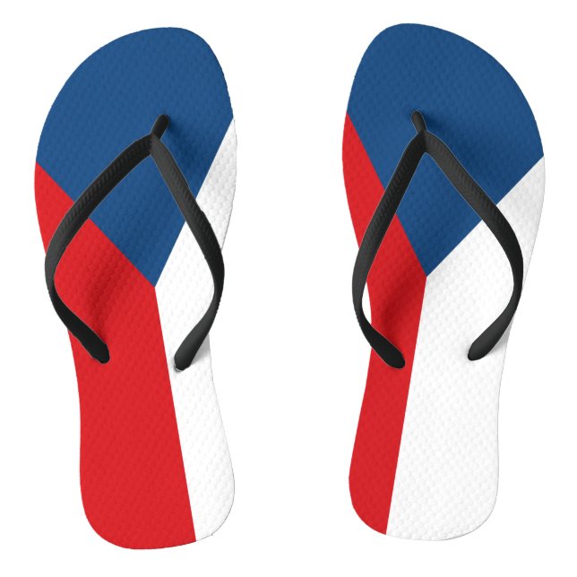 Adult Slim Straps with Flag of Czechia Thongs (Footbed)