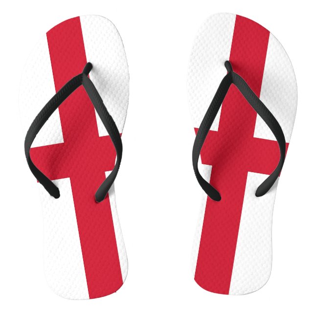 Adult Slim Straps with Flag of England, UK Thongs (Footbed)