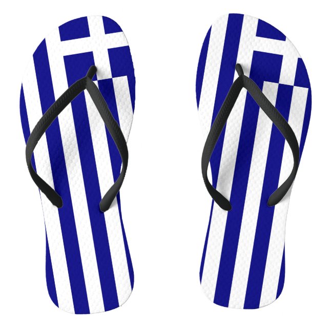 Adult Slim Straps with Flag of Greece Thongs (Footbed)