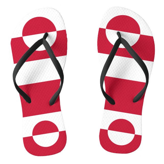 Adult Slim Straps with Flag of Greenland Thongs (Footbed)