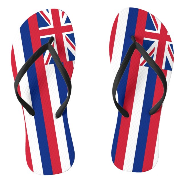 Adult Slim Straps with Flag of Hawaii, USA Thongs (Footbed)