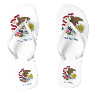 Adult Slim Straps with Flag of Illinois, USA Thongs