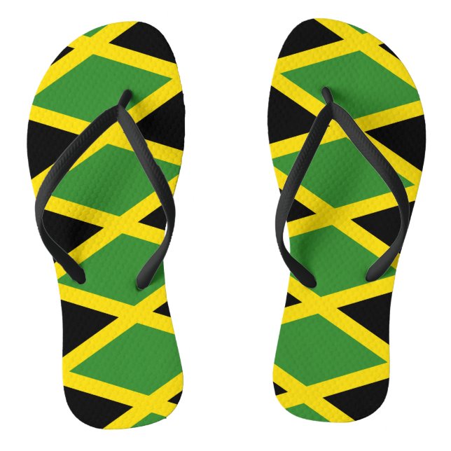 Adult Slim Straps with Flag of Jamaica Thongs (Footbed)