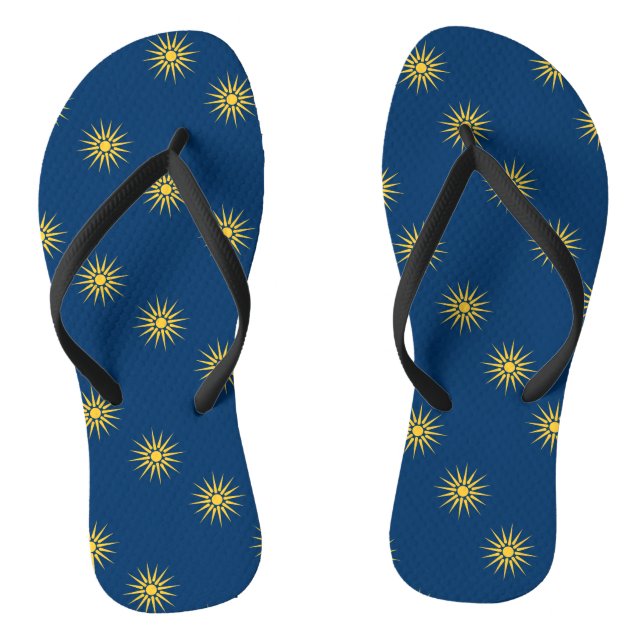 Adult Slim Straps with Flag of Macedonia, Greece Thongs (Footbed)