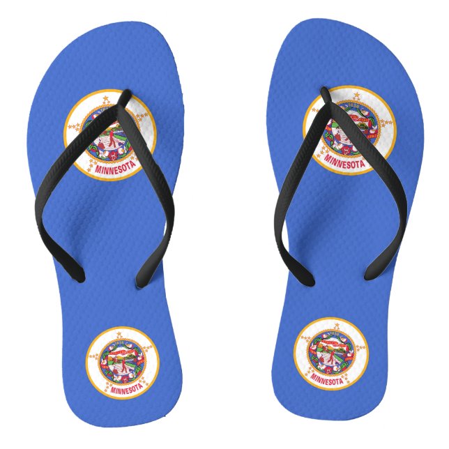 Adult Slim Straps with Flag of Minnesota, USA Thongs (Footbed)