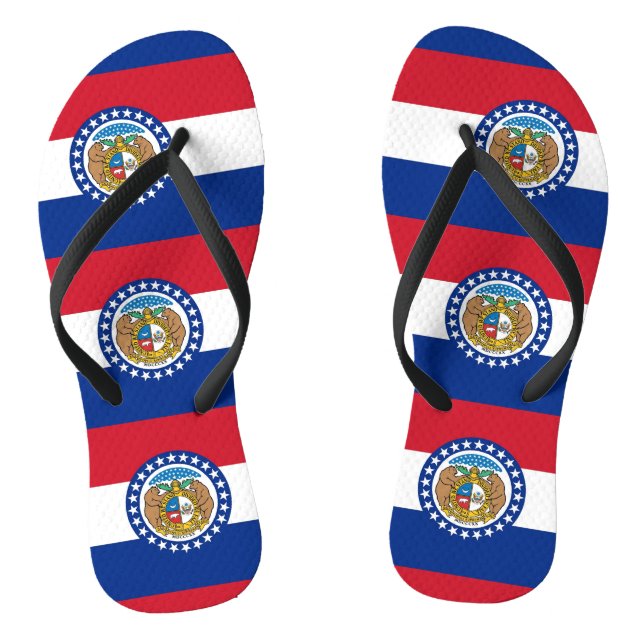 Adult Slim Straps with Flag of Missouri, USA Thongs (Footbed)