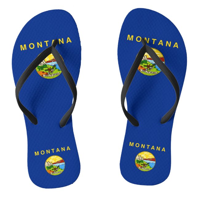 Adult Slim Straps with Flag of Montana, USA Thongs (Footbed)