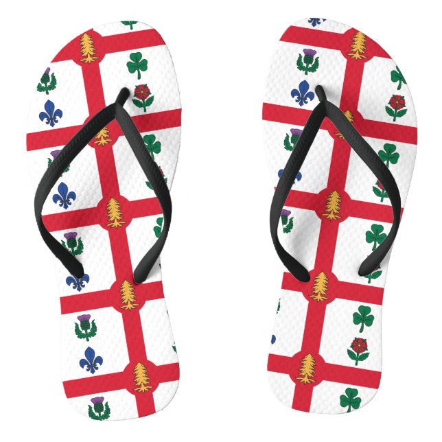 Adult Slim Straps with Flag of Montreal Thongs (Footbed)
