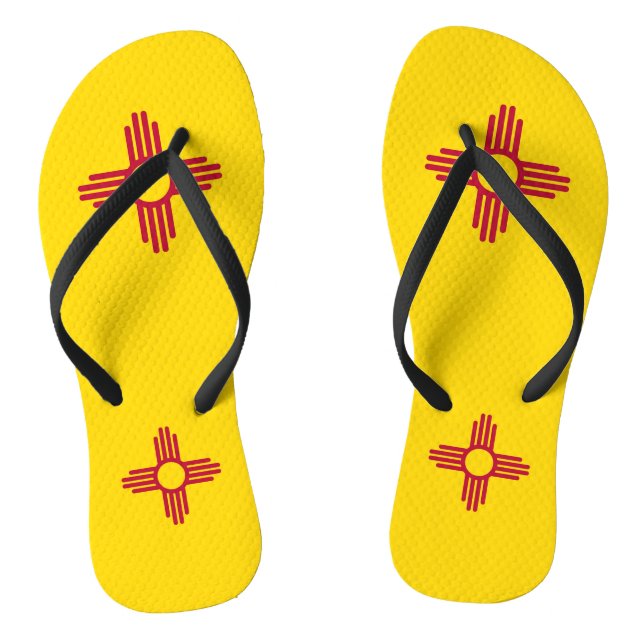 Adult Slim Straps with Flag of New Mexico, USA Thongs (Footbed)