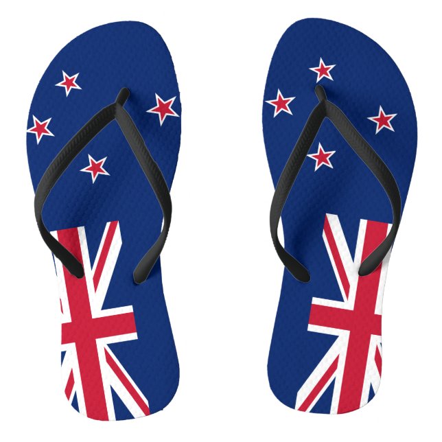 Adult Slim Straps with Flag of New Zealand Thongs (Footbed)