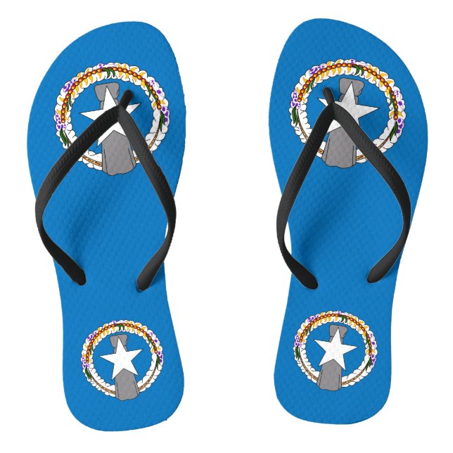 Adult Slim Straps with Flag of Northern Mariana Thongs (Footbed)