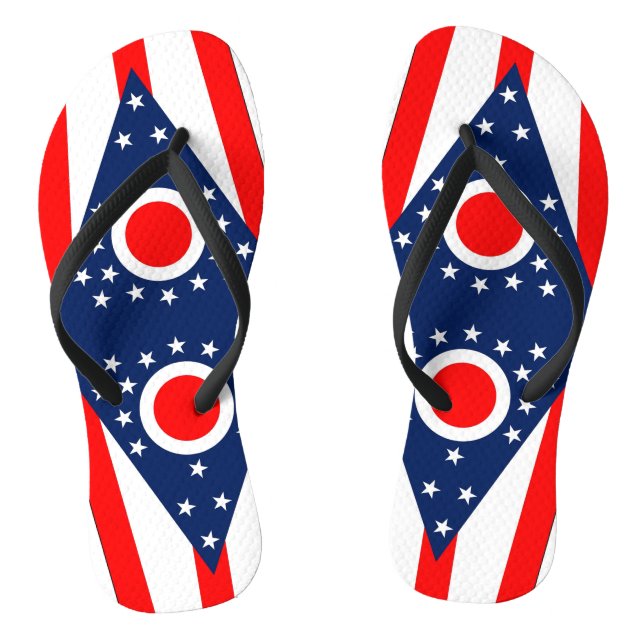 Adult Slim Straps with Flag of Ohio, USA Thongs (Footbed)