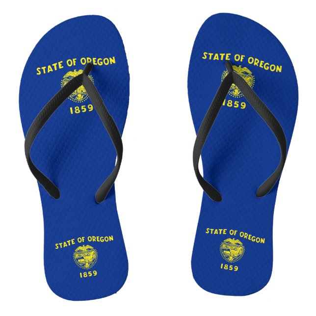 Adult Slim Straps with Flag of Oregon, USA Thongs (Footbed)