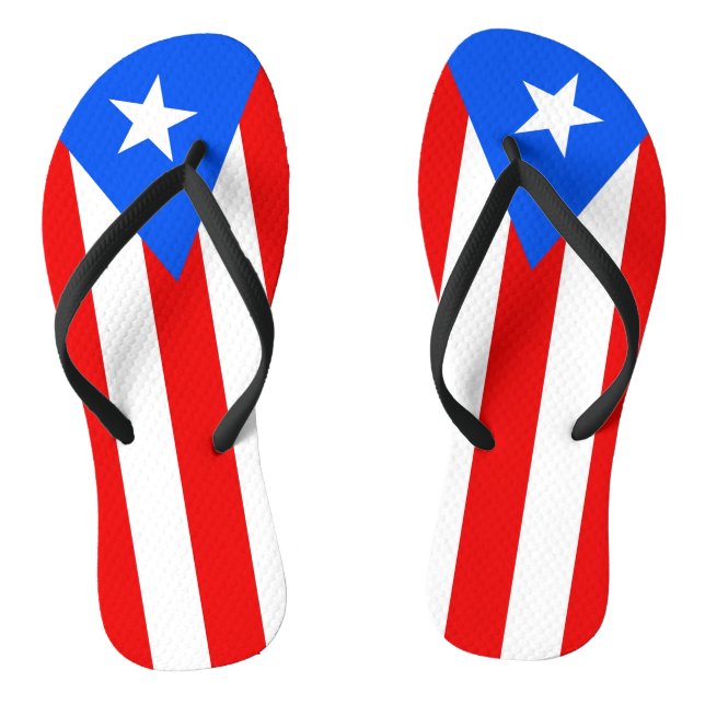 Adult Slim Straps with Flag of Puerto Rico, USA Thongs (Footbed)