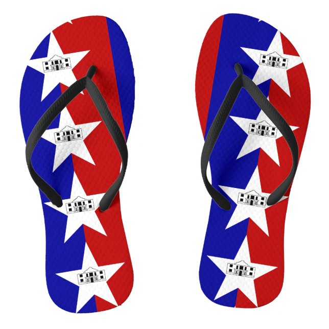 Adult Slim Straps with Flag of San Antonio, USA Thongs (Footbed)