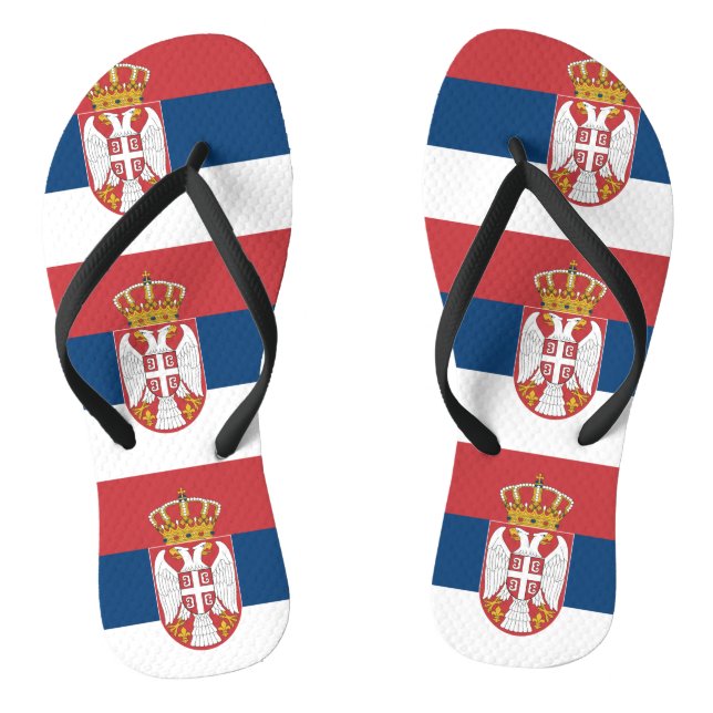 Adult Slim Straps with Flag of Serbia Thongs (Footbed)