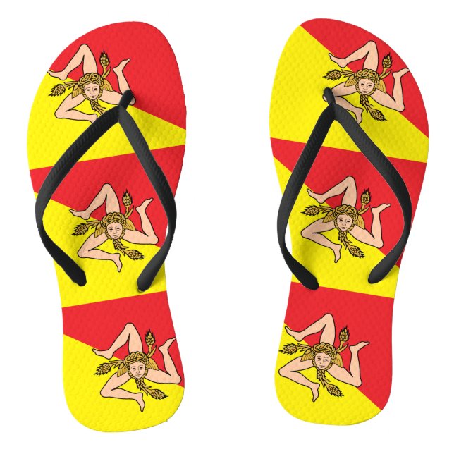 Adult Slim Straps with Flag of Sicily, Italy Thongs (Footbed)
